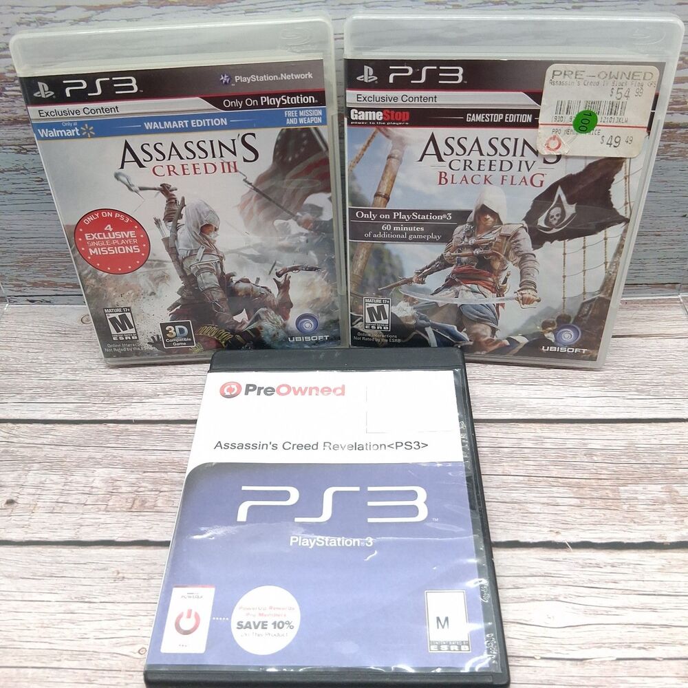 Lot of 3 PlayStation 3 Assassins Creed Games (IV Black Flag - III - Revelation)